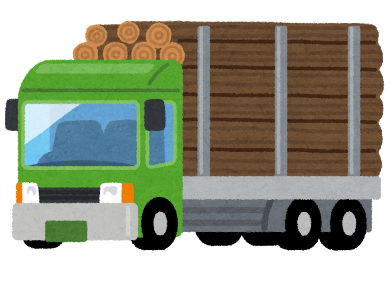 木材を運ぶトラック
